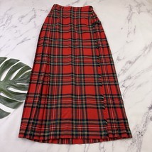 Glenscot Womens Vintage 90s Tartan Plaid Kilt Maxi Skirt Size UK14 Red Wool - $23.75