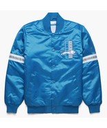 Vintage 80s NFL Detroit Lions Baseball Bomber Letterman Sky Blue Satin J... - $104.98