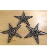 Lot of 3 Cast Iron Western Stars 6 1/4&quot; Metal Heavy Distressed - $33.83 CAD