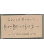 Lloyd Briggs Boston Victorian business trade card Notary Public &amp; Stock ... - £11.00 GBP
