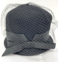 Vintage Zephyr Women&#39;s Pillbox Felt Hat With Netting Black - $542.43 MXN