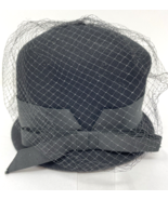 Vintage Zephyr Women&#39;s Pillbox Felt Hat With Netting Black - $542.43 MXN