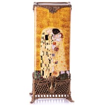 Elegant Porcelain And Bronze Vase Inspired By Gustav Klimt Artwork - £230.90 GBP