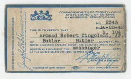 1942 45 vintage drivers motor vehicle license PA Armand R Cingolani Jr lot 2 - £10.47 GBP