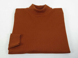 Men's Sweater Knit By BRANGO Turkey Mock Neck Cotton Blend 21050 Tobacco image 3