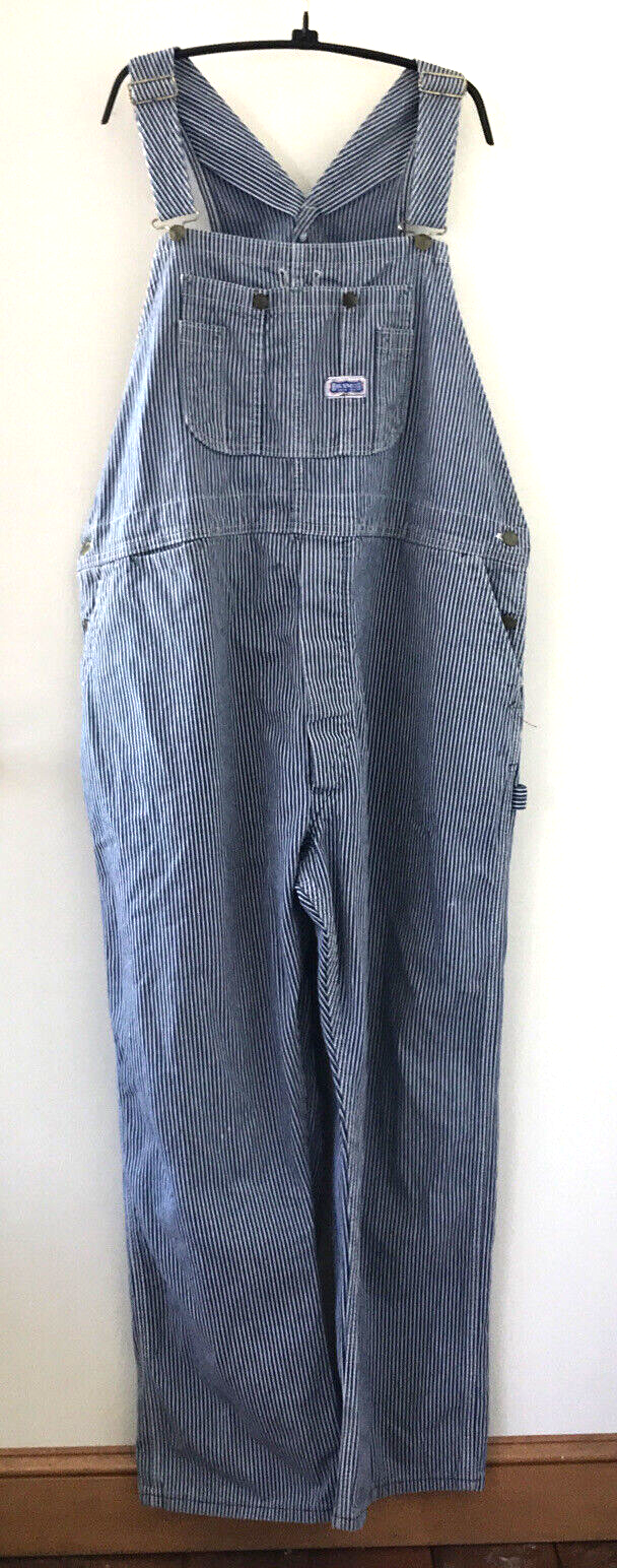 Vintage Deadstock Big Smith Pinstripe Denim Overalls Jumpers 46 x 30 48x... - $197.99
