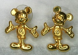 Walt Disney Mickey Mouse Gold Toned Swinging Body Post Earrings - £19.51 GBP