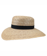 Vintage Tula Straw Hat Womens Wide Front Brim Sun Hat Black Band Made in... - €25,26 EUR
