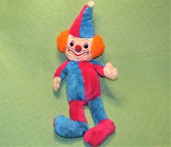 21" Vintage Mighty Star Clown Plush Doll Pink Blue Orange Hair Stuffed Animal - £34.69 GBP