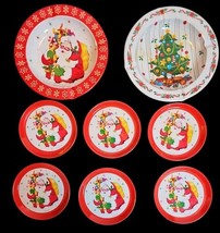 Vintage 60s Santa Claus Christmas Tree Novelty Metal Tin Ashtrays and Co... - $34.97
