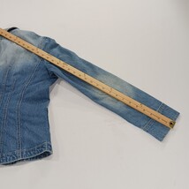YMI RN#104369 Women's Blue Distressed Denim Jacket Pockets Size Medium image 9