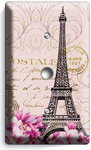 Vintage Eiffel Tower Magnolia Flowers Paris Post Card Light Dimmer Cable Plates - £8.16 GBP