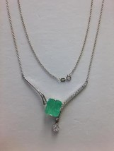 Huge 11.25 ct Natural Columbian Emerald diamond white 14k gold pendant necklace - £7,845.41 GBP