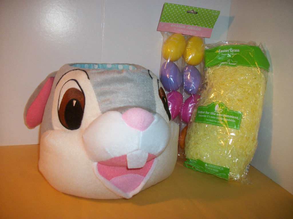 Disney Bambi Easter Basket Kit Thumper Plush Character Tote Grass Message Eggs - $23.74