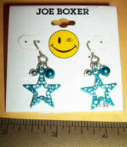Joe Boxer Girl Fashion Blue Sparkle Star Dangle Earring Jewelry Accessory Pair - £4.45 GBP