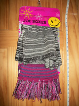 Joe Boxer Women Clothes Set Cold Weather Gear Gloves Gray Stripe Scarf H... - £12.87 GBP