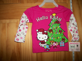 Hello Kitty Baby Clothes 12M Christmas Holiday Infant Shirt Pink Santa Blouse - £7.60 GBP