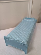 Vintage Mattel Barbie Swan Lake castle blue bed quilted top furniture be... - $28.00