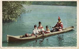 Original ~1910 Seminole Indian Family in Canoe Miami Detroit Publishing postcard - £11.03 GBP