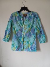 Peck &amp; Peck Weekend Colorful Top Blouse Shirt Size 6 3/4 Sleeve Polyester - $13.86