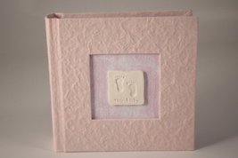 Cute Handmade My Baby 6&quot; x 4&quot; Slip in Pink Photo Album with Footprints - $20.78