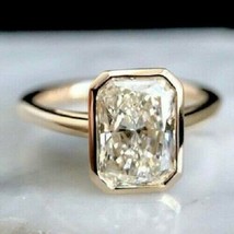 3.00Ct Radiant Bezel Set Diamond 14k Yellow Gold Over Wedding Engagement Ring - £83.49 GBP