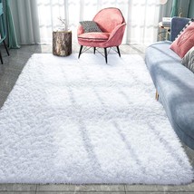 Pacapet Fluffy Area Rugs, White Shag Rug For Bedroom, Plush Furry, 4 X 6 Feet - £31.16 GBP