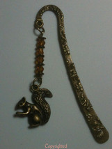 Squirrel Charm &amp; Swarovski Beads Dangle from Bronze Tone MINI Butterfly ... - $8.39