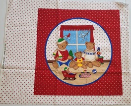 Teddy Bears Winter Scene Quilt Craft Sewing Pillow Panel 22&quot; x 18&quot; Cranston - £2.95 GBP