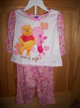 Disney Pooh Baby Clothes 12M Infant Winnie Sleepwear PJ Pink Pajama Slee... - £11.31 GBP