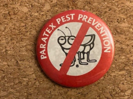 Vintage Paratex Pest Prevention Pinback Pin 2.25&quot; - $7.25