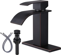 Bathroom Sink Waterfall Spout Faucet For Bathroom Sink Single Handle Mix... - $79.94