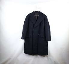 Vtg 50s Rockabilly Mens 54R Heavyweight Alpaca Wool Double Breasted Trench Coat - £198.41 GBP