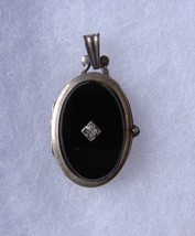 Rare Vintage Pure Black Onyx Locket Handcrafted 1950&#39;s - $346.50