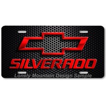 Chevy Silverado Inspired Art Red on Mesh FLAT Aluminum Novelty License Tag Plate - $17.99