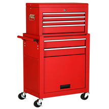 2 in 1 Rolling Cabinet Storage Chest Box Garage Toolbox Organizer W/ 6 Drawers - £228.74 GBP