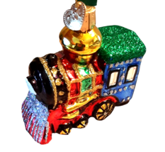 Old World Christmas Glass Ornament Choo Choo Train Locomotive Holiday 3&quot; X 2.5&quot; - £13.44 GBP