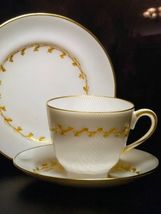 Spode Delphi SET of 5 Gold Leaves on Vine - Bread Plate &amp; 2 Tea Sets Bon... - $24.72