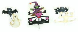 Set 6 Halloween Painted Metal Cup Cake Picks Vampire Ghost Bat Witch Spider - £5.56 GBP
