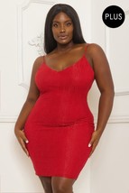Women&#39;s Red Rhinestone Body Plus Size Mini Dress (1XL) - £49.05 GBP