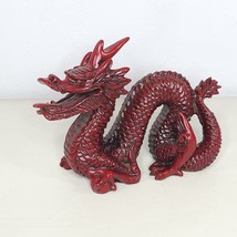 Chinese Dragon Statue Red 7.5 inch Long 6 in Tall Solid Figure Decoratio... - $18.99
