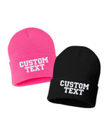 CUSTOM TEXT - Cuffed Embroidered Beanie Hat, beanie, Embroidered Gift, W... - £13.71 GBP