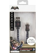 NEW Sakar Batman Vs Superman 3ft 3&#39; USB Cable for iPhone X/8/7+/6+/6S/5C... - £5.41 GBP
