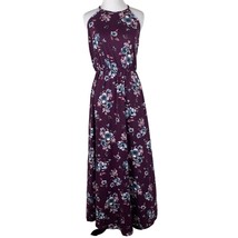 French Grey Floral Print Halter-Style Maxi Dress M Maroon StitchFix - $24.74