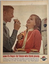 1964 Print Ad Pepsi-Cola Soda Pop Young Couple Enjoy Hamburgers,Glasses of Pepsi - £13.34 GBP
