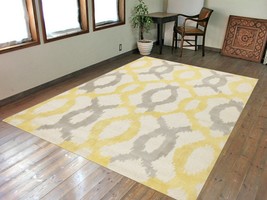 ikat Yellow 5&#39;x8&#39; ft Contemporary Handmade Tufted Modern Design 100% Woolen Rugs - $187.11
