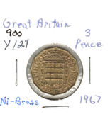 Great Britain 3 Pence, 1967, Bronze, KM129, Queen Elizabeth - £0.78 GBP