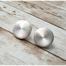 Vintage Screw On Earrings Holographic Circle - £11.45 GBP