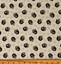 Cotton Smokey The Bear Animals Trees Cream Fabric Print by Yard D787.14 - £11.77 GBP