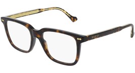 New Gucci GG0737O 012 Rectangular HAVANA-GOLD Authentic Eyeglasses Frame 56-18 - £192.45 GBP